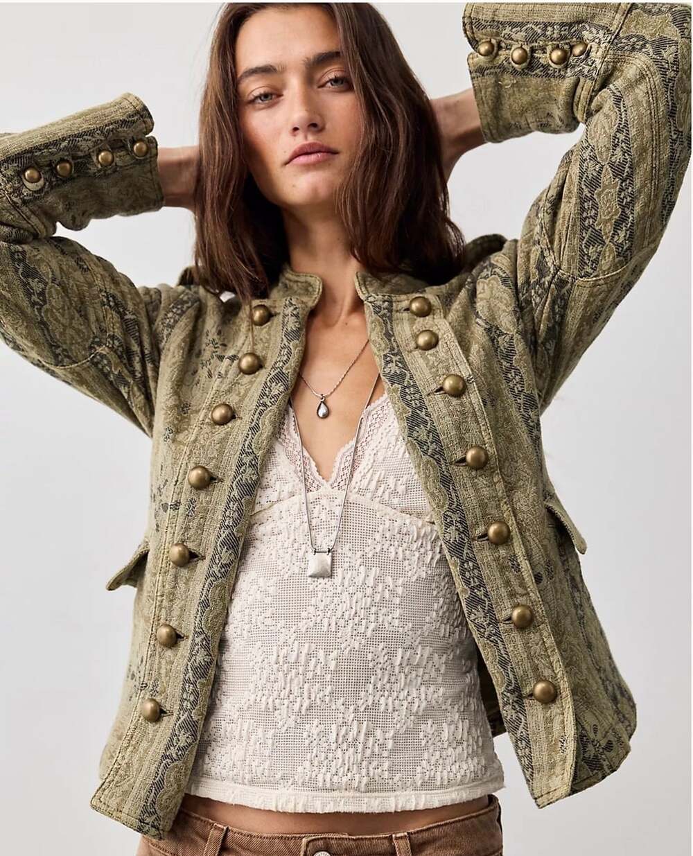 Free People Lotty Jacquard Band Jacket size Small